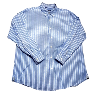 Club Room Men's Wrinkle-Resistant Striped Dress Shirt Navy Size X LArge
